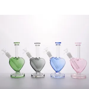 La cachimba de cristal rosada al por menor de los accesorios que fuma de la forma del corazón de H22cm/el fumar de cristal colorido bongs