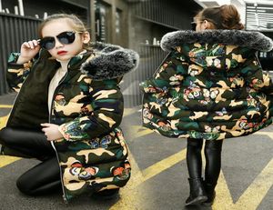 Retail High Christmas Girls Winter Down Coat Dikke camouflage Warm Jackets Kids Designer Coats Fashion Cotton Jacket Hoodie Outwea2987131