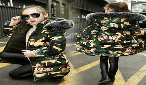 Retail Hoge Kerst meisjes winter donsjas dikke camouflage warme jassen kinderen designer jassen mode katoenen jas met capuchon outwea3306869