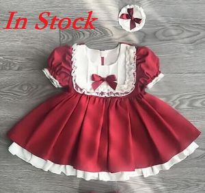 Vente au détail EN STOCK 2021 fille printemps dentelle arc espagne robes enfants princesse douce robe de soirée vêtements pour enfants