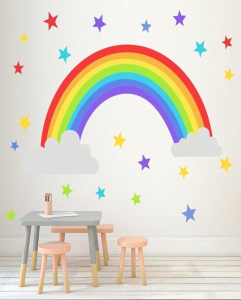 Retail Kids Cute Rainbow Star Wall Stickers Home Decor Art Wall Sticker Enfants étanches Papin de décalage étanche Famps Filles Chambre décorati1489966