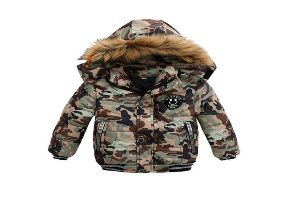 Retail Kids Coats d'hiver Boys Designer Camouflage Camouflage Vestes à capuche rembourrées épaisses