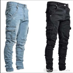 Jean en coton pour hommes au détail, grande taille 3XL, poche latérale de styliste, petit pied, jean slim, pantalon décontracté