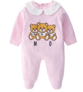 Retail Pasgeboren 2-delige babyset met kap Katoen Beer Gedrukt Jumpsuit Jumpsuits Waggel Infant Kids Designer-kleding