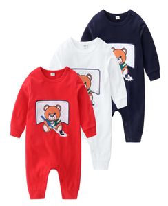 Retail pasgeboren baby onesies met Cap Cotton Bear bedrukte jumpsuit onepiece onesies jumpsuits Toddle baby kinderontwerper kleding 7759296