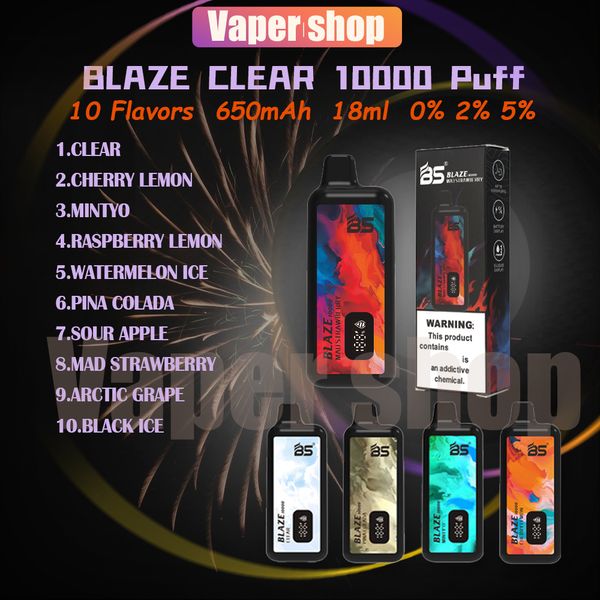 Cigarette électronique jetable originale Breze Stiik BLAZE BS 10000 bouffées avec batterie e-liquide indicateur LED rechargeable 650mAh 18ml bouffées 10k