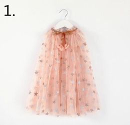 Retail Seaside Fairy Cloak for Children Girls Birthday Christmas Sequins Pom Pom Star Heart Mesh Thin Poncho E112075813691173000