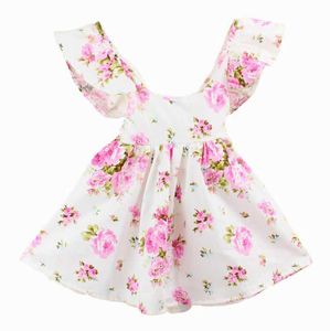 Retail Zomer Pasen Meisje Jurk Boheemse Stijl Backless Ruffle Floral Cotton Holiday Sundress Kinderkleding 1-6Y E7125 210610