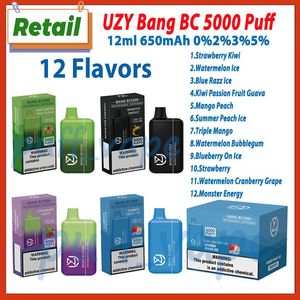 Vente au détail UZY Bang BC 5000 Puff E Cigarette 650mAh Batterie rechargeable VS Elf Box 5k 12 ml Pod pré-rempli 12 saveurs Kit de stylo vape jetable