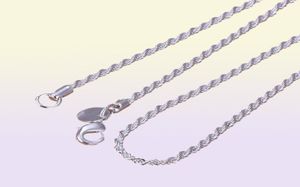 Retail entier 925 Collier plaqué en argent Collier de femmes 2 mm 16 18 20 22 22 pouces Bijoux de chaîne de corde Accesorie3322367
