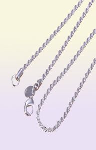 Collier plaqué argent 925 pour femmes et hommes, 2mm, 16, 18, 20, 22, 24 pouces, chaîne en corde, bijoux, accessoires, 6683034