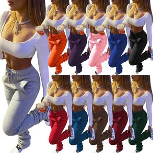 Retail Women Streetwear gestapelde broek Plus maat XS -3XL Leggings High Taille Sweatpants Outfits Trapstringbroek