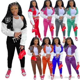 Retail Women Tracksuits Desinger Two -Piece broek Outfits Sweatsuit Sport Joggers 2 PC Fall Set Breasted Letter Gedrukte jassen Baseballpak