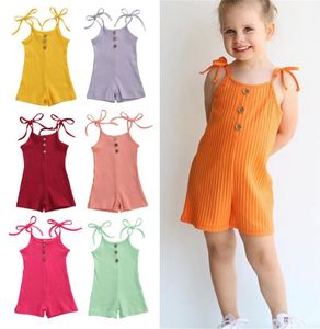 Retailwhole baby meisje Mode zomer sling jumpsuits skinny meisjes kids suikerspin onepiece rompertjes Jumpsuit 7 kleuren kind7090070