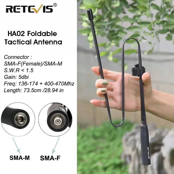 Regevis ha02 Antenne tactique pliable SMAFM WAKIETALKIE POUR BAOFENG UV 5R BF888S Quansheng K5 K6 K58 240430