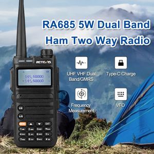Retevis RA685 talkie-walkie jambon Stations de radio bidirectionnelles longue portée talkie-walkie professionnel UHF VHF USB type C chargeur 5W CHIRP 240229
