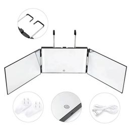 Miroir à trifold réglable rétractable Maquillage de rasage de coiffure auto-morte-miroir mains libres d'outils de coupe de cheveux bricolage accessoires 240425