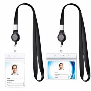 intrekbare Badge Reel Neck Strap Lanyard met kaartafdekking voor ID-kaart Cellphe Key Employee's Staff Work Card Badge Rope Strap f3fo#
