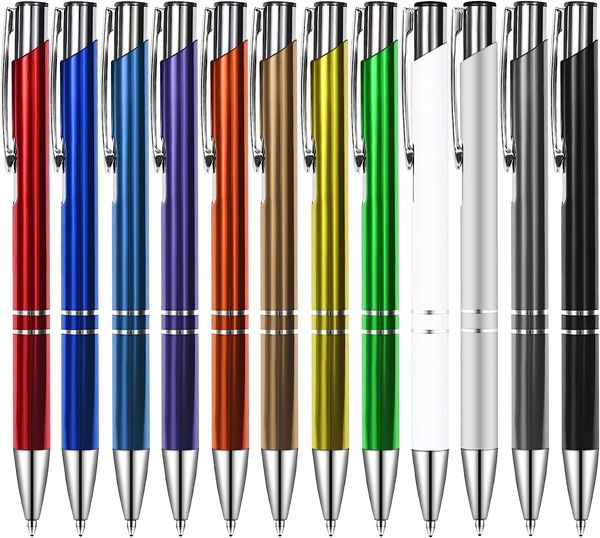 Stylo à bille rétractable avec pointe stylet 1,0 mm Stylos en métal à encre noire Stylo à bille Signature Business Pen pour bureau, école, étudiant, papeterie, cadeau