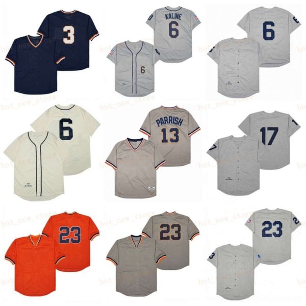 Retro 1968 1984 Vintage Baseball 3 Alan Trammell Jerseys 23 CAM GIBSON 13 Lance Parrish 6 Al Kaline Pullover Team Centred Grey Navy Blue Orange Beige Cool Base Retire