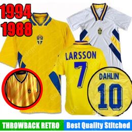 RETRO 1994 1988 Zweden voetbalshirt 94 DAHLIN BROLIN SCHWARZ MILD LIMPAR ANDERSSON LARSSON INGESSON Klassieke voetbalshirts calcio IBRAHIMOVIC 10 BERG SVENSSON