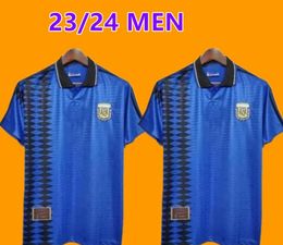 Retro 1994 Argentina Soccer Jersey Maradona 94 Kempes Batistuta Riquelme Higuain Kun Agüero Caniggia AIMAR Men Camisas de fútbol 888