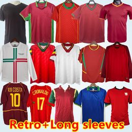 Retro 1998 1999 92 94 Ronaldo Soccer Jerseys 2000 02 04 06 2012 16 Portugal Pauleta Rui Costa Figo J.Moutinho Nani Pepe Quaresma Portugal voetbalshirt lange mouwen lange mouwen lange mouwen