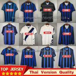 Retro 1998 Jerseys de football Milito 02 03 Crespo 97 98 2010 Vieri 10 11 Sneijder Zanetti Vieira Vintage Classic 88 89 Uniforms Football Shirt