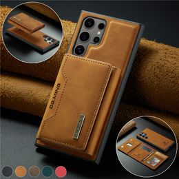 Retro 2 in 1 magnetische Handyhülle für iPhone 15 14 13 Pro Max Samsung Galaxy S24 S23 Ultra S23FE A14 5G A13 A33 A53 A73 A34 A54 A24 mehrere Kartenfächer Leder Brieftasche Shell