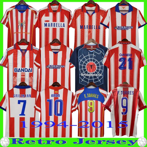 Retro 2004 2005 2013 2014 Atlético Madrids Jerseys de fútbol Kun Agüero Griezmann Maxi F.Torres 04 05 10 11 13 14 15 94 95 96 97 Gabi Forlan Simao Vintage Classic