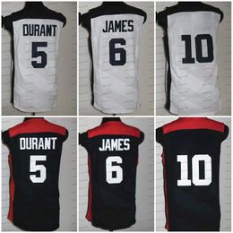 Rétro 2012 USA 10 Maillot de basket-ball blanc 6 Kevin 5 Durant Carmelo Anthony Navy Uniformes d'équipe vintage Maillots pour hommes