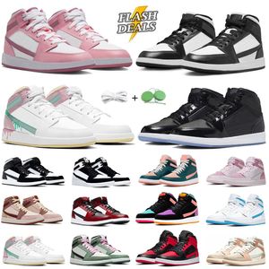 Retro 2024 Mid Cut Scarpe da basket Uomo Donna Sneaker Panda Space Jam Smoke Grey Camo Diamond Digital Pink Dutch Green Fearless Paint Drip Mens Scarpe da ginnastica Sport Sneake