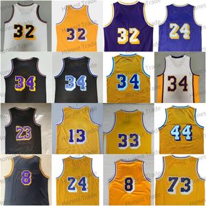 Retro 32 Johnson Basketball Jersey Dennis Rodman 13 Chamberlain Throwback Jerseys Black Yellow Mens Abbigliamento outdoor