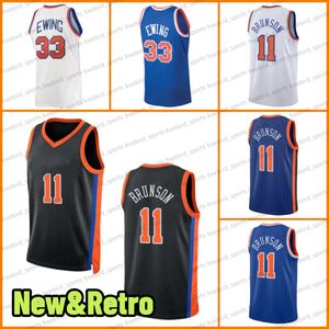 Retro 33 Patrick Ewing Basketball Jersey New 11 Jalen Brunso Blue White Mens Jerseys cousu