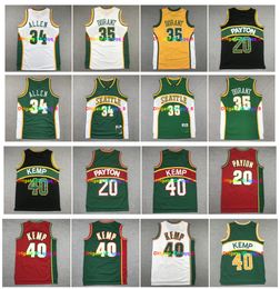 Retro 35 Kevin Durant Sonic Basketball Jersey Seattle 20 Gary Payton 40 Shawn Kemp 34 Ray Allen Team USA USA Green Red Blanc Black Taille S-XXL