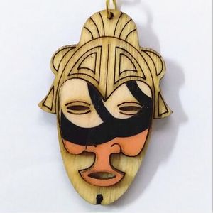 Retro 3D kleurrijke kunst gezicht houten sleutelhanger etnische boho boho face -up make -up kralen sleutelringen auto handtassen sieraden cadeau voor vrouw