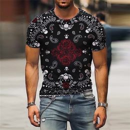 Retro 3D Pinting Mens TShirt Casual ShortSleeved ONeck Pull Shirt Street Youth QuickDrying Mode Vêtements Homme Tops 220607