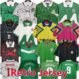 Retro 70 MEXICO BLANCO camiseta de fútbol de manga larga 86 94 98 2006 HERNANDEZ H.SANCHEZ camiseta de fútbol LUIS GARCIA CAMPOS antiguo maillot MÁRQUEZ 2010 1999 kits para niños ninos