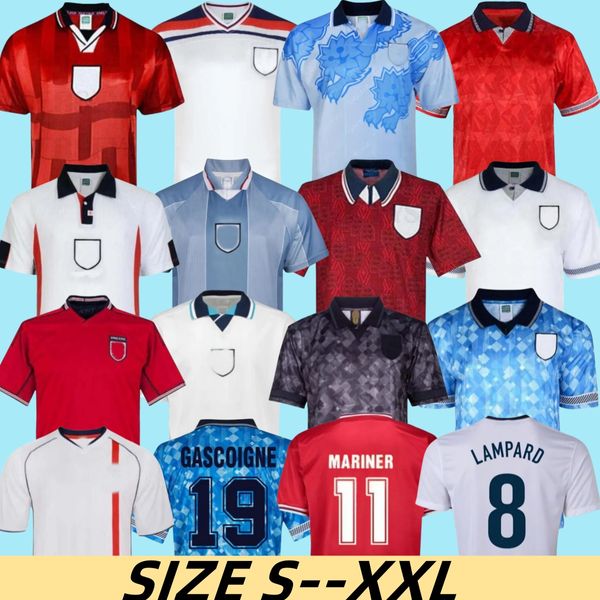 Retro 82 94 98 02 96 08 Inglaterra camisetas de fútbol Blackout kits Lampard GASCOIGNE OWEN GERRARD camiseta de fútbol BARNES 1990 puré FOWLER ROBSON SCHOLES