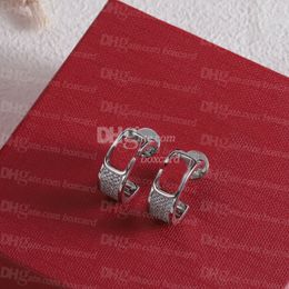 Retro 925 zilveren oorbellen glanzende strass charme oorbellen ontwerper brief vergulde oorstekers oorbellen voor vrouwen