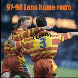 Retro 97-98 RC Lens Jerseys Maillot Home Yellow Saint-Barbe Especial Openda Ganago Sotoca Fútbol Camisa de fútbol Notre Sang Estor