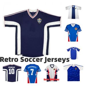 RETRO 98 92 90 2000 Maillots de football de Yougoslavie Pancev Mijatovic Mihajlovic Stankovic Jugovic Stojkovic SAVICEVIC Chemise de football classique Jugoslavija Uniforme SUSIC