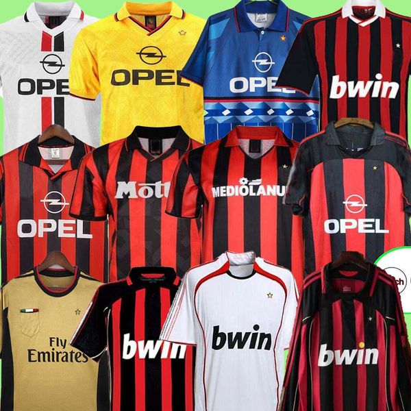 Retro Ac Milans JERSEYS DE FÚTBOL camisetas casa 95 96 97 90 91 Gullit 01 02 03 Maldini Van Basten fútbol KAKA Inzaghi 06 07 milans 2009 PIRLO SHEVCHENKO BAGGIO