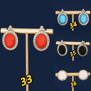 Boucles d'oreilles rétro en acrylique à Double lettre pour femmes, tempérament de célébrité, plein de diamants, perle S925, boucle d'oreille à aiguille en argent avec boîte d'origine, fourniture de bijoux en cadeau