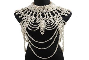 Retro Advanced Pearls Crystal Body Bijoux Chaîne SexyHandhade Femmes perlées Robe de mariée Bridal Grand Collier Bijoux Accessor 224006208