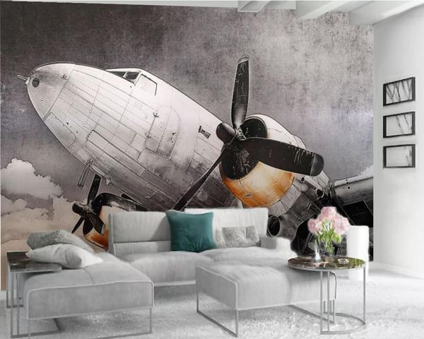 Rétro avion 3d papier peint moderne murale 3d papier peint HD impression numérique étanche à l'humidité 3d papier peint