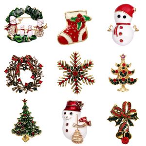 Retro Legering Santa Claus Party Gunst Kerstboom Broche Decorations Kleding Schoenen Hoeden Accessoires Badge