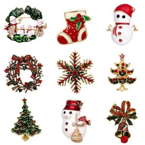 Retro Legering Santa Claus Party Gunst Kerstboom Broche Decorations Kleding Schoenen Hoeden Accessoires Badge