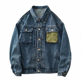 Retro americano estilo casual Denim hombres chaquetas con estilo diferentes bolsillos Outwear peso pesado Wed ropa de trabajo Cargo Jeans abrigos u8wO #