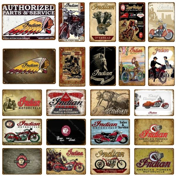 Rétro américain classique moto étain décor métal signe Vintage métal plaques maison bar garage décor café pub assiettes décoratives art étain affiche taille 30x20cm w02